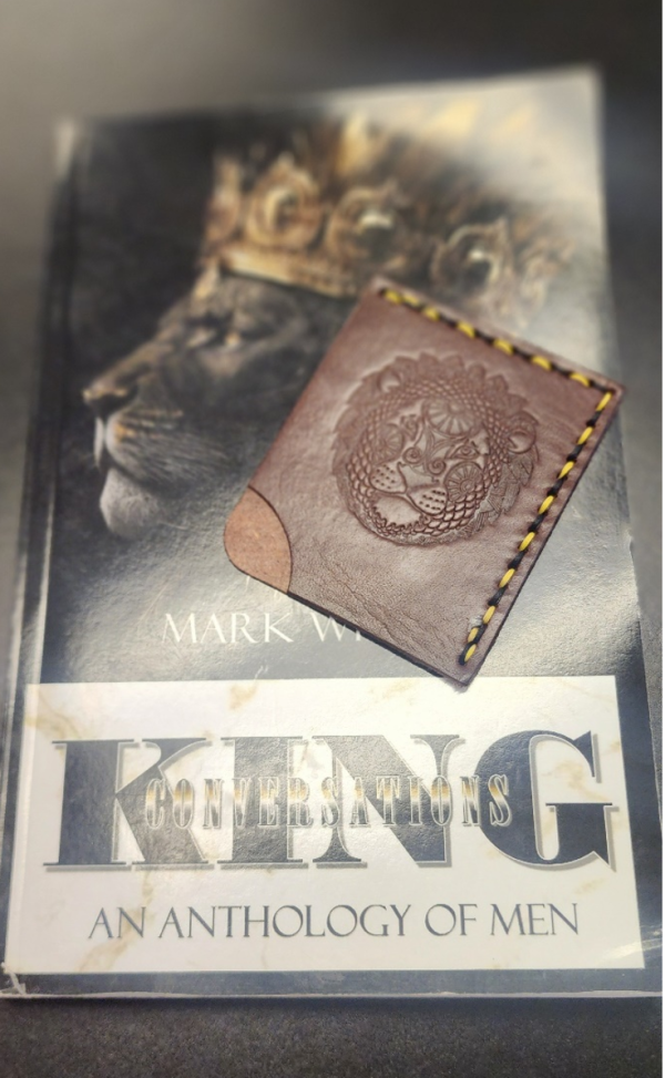 Lion Embossed Brown Leather Bookmark by Pyro Leather LLC - Image 2