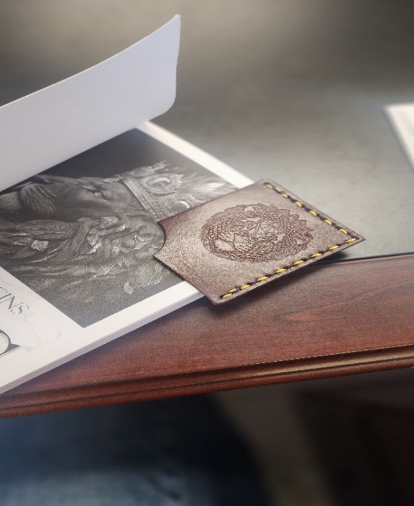 Lion Embossed Brown Leather Bookmark by Pyro Leather LLC - Image 4
